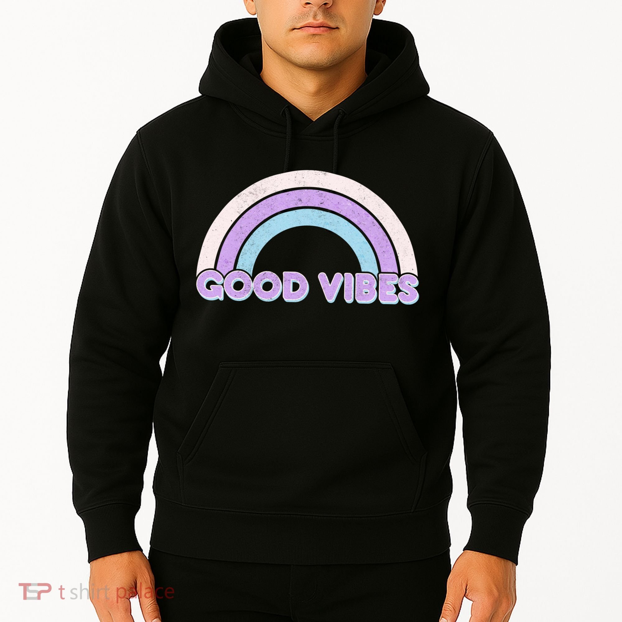 Retro Good Vibes Rainbow Hoodie
