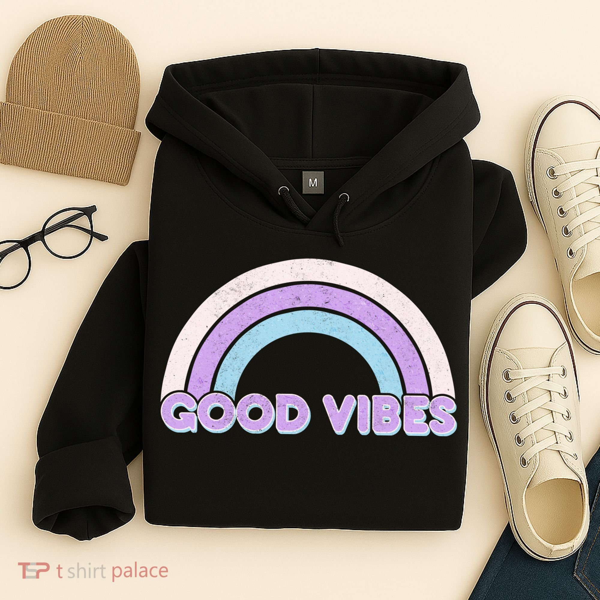 Retro Good Vibes Rainbow Hoodie