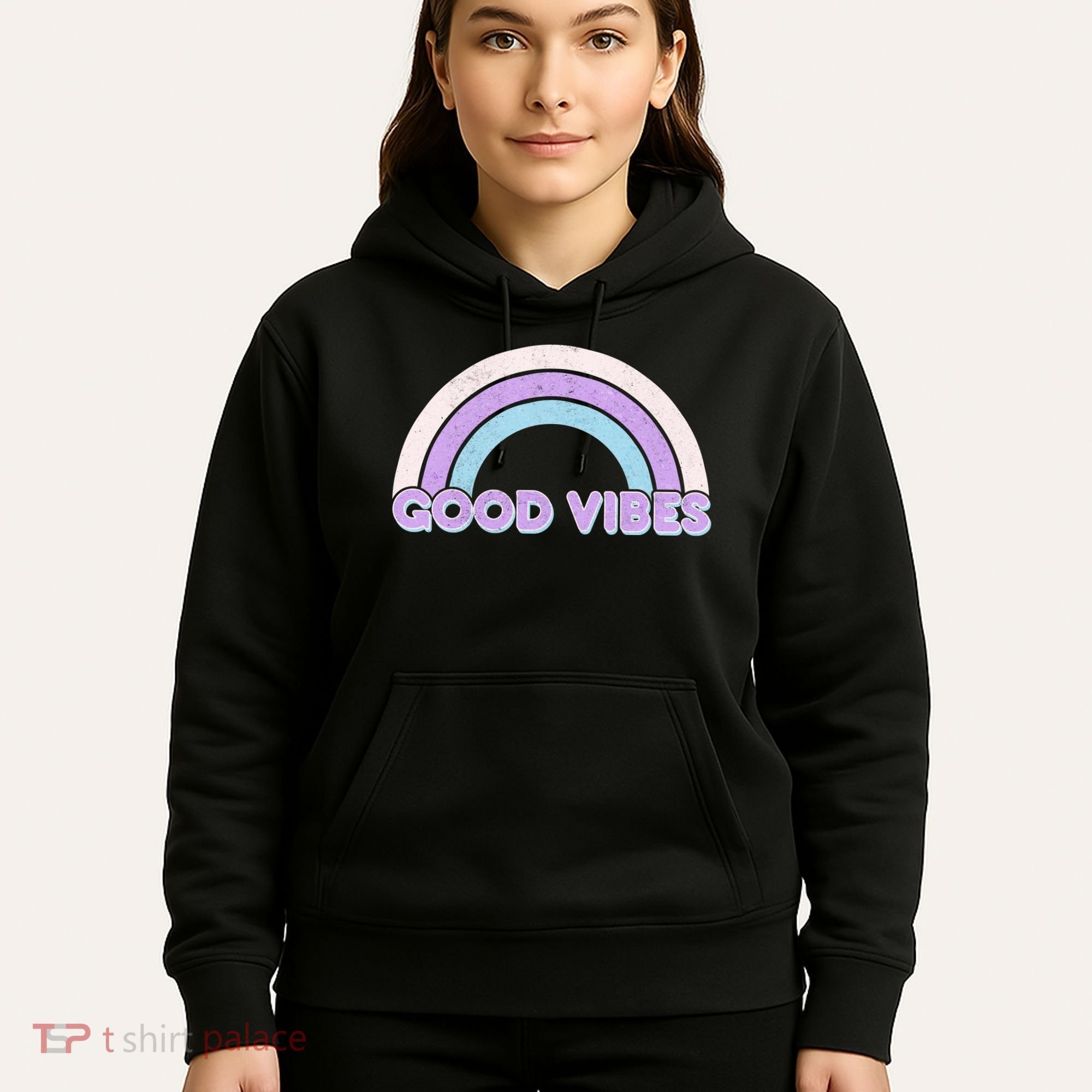 Retro Good Vibes Rainbow Hoodie