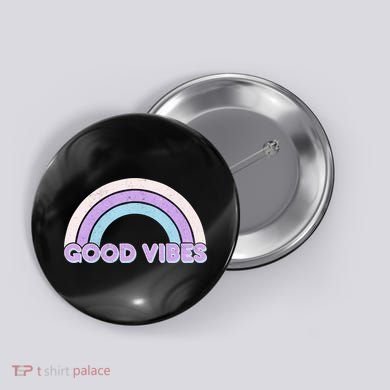 Retro Good Vibes Rainbow Button
