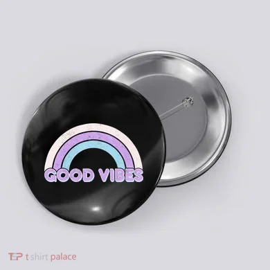 Retro Good Vibes Rainbow Button