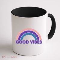 Retro Good Vibes Rainbow Coffee Mug thumb 1