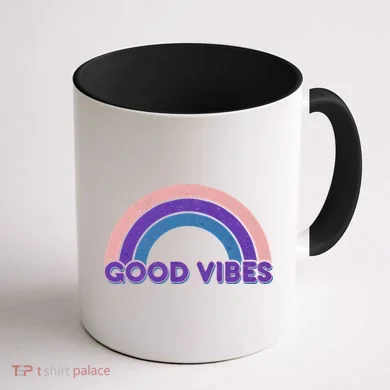 Retro Good Vibes Rainbow Coffee Mug back