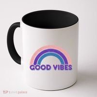 Retro Good Vibes Rainbow Coffee Mug thumb 0