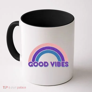 Retro Good Vibes Rainbow Coffee Mug