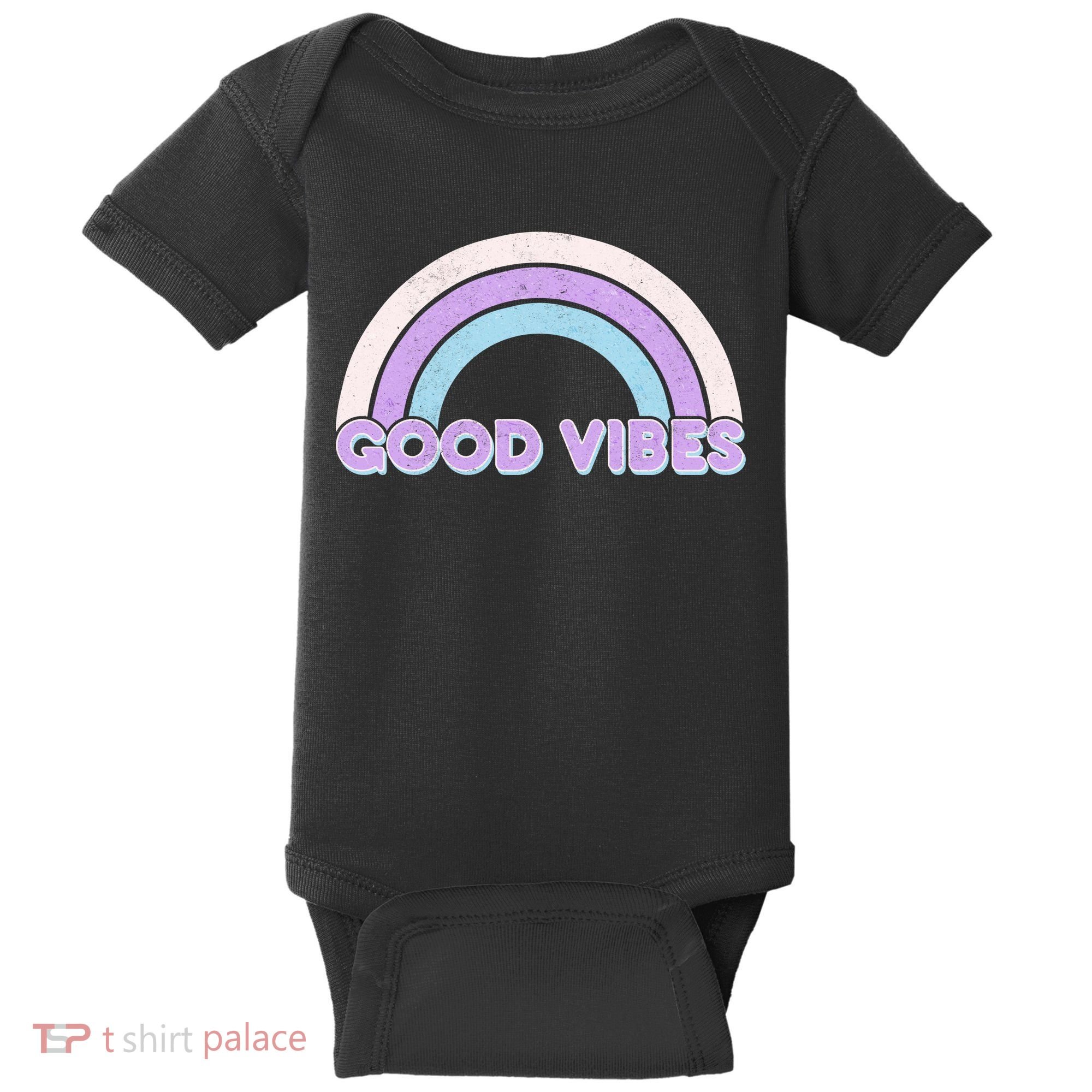 Retro Good Vibes Rainbow Baby Bodysuit