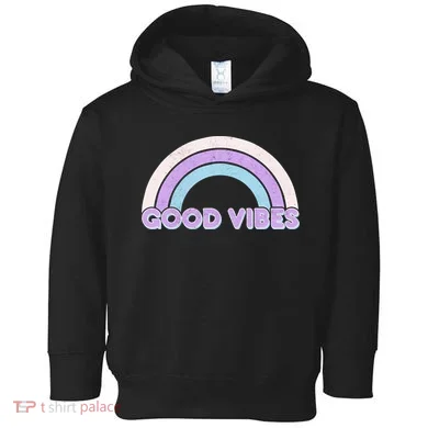 Retro Good Vibes Rainbow Toddler Hoodie