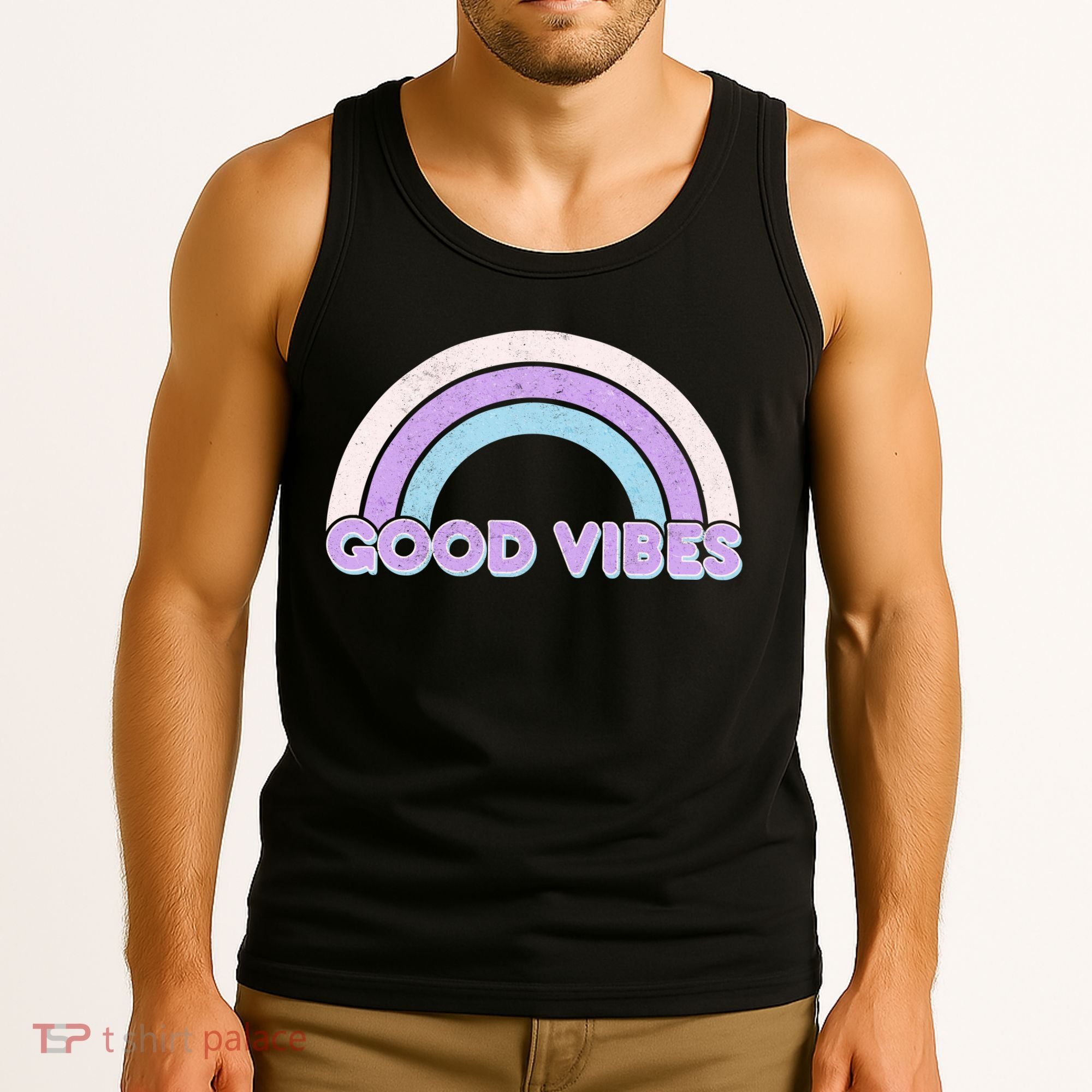 Retro Good Vibes Rainbow Tank Top