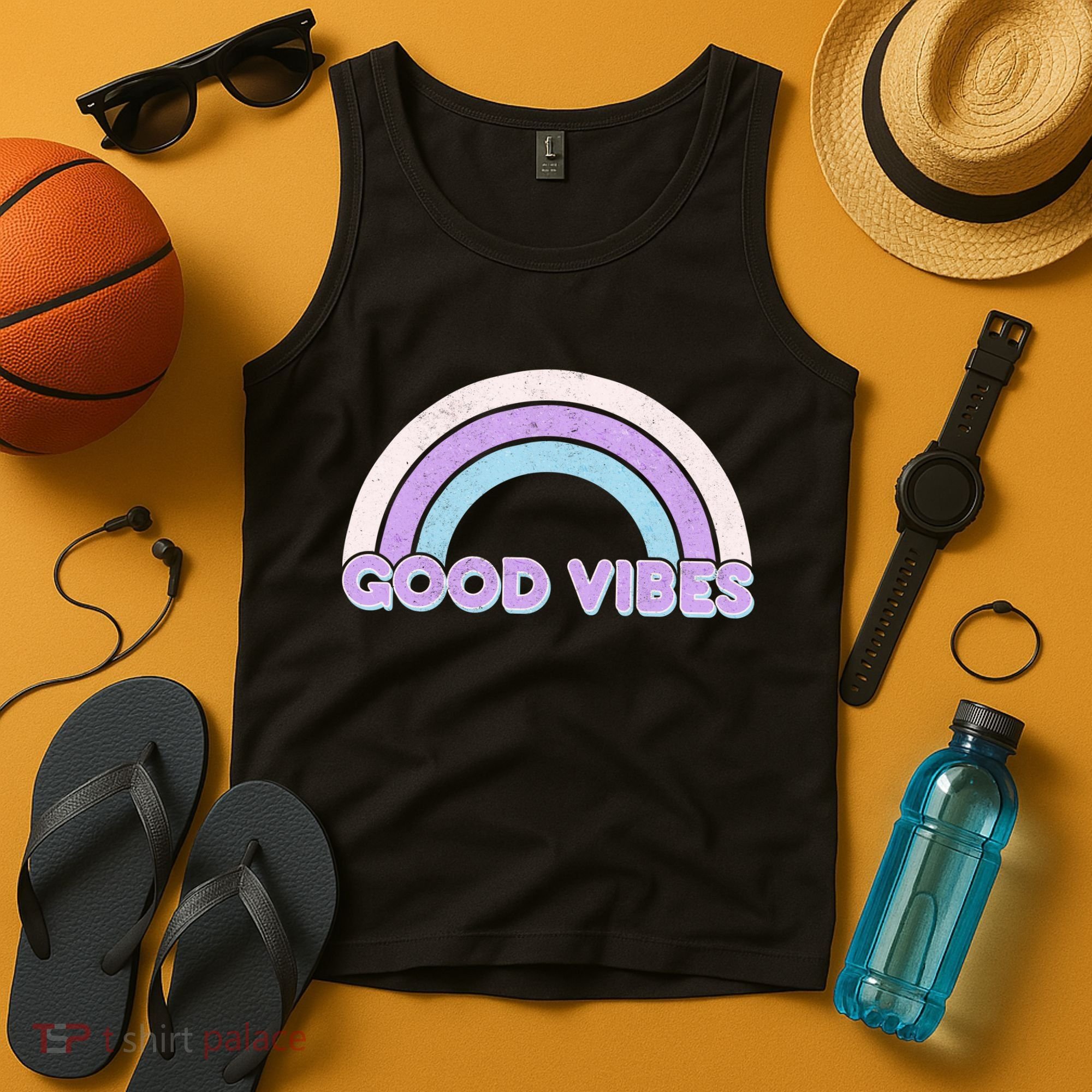 Retro Good Vibes Rainbow Tank Top