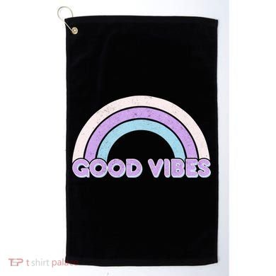 Retro Good Vibes Rainbow Golf Towel