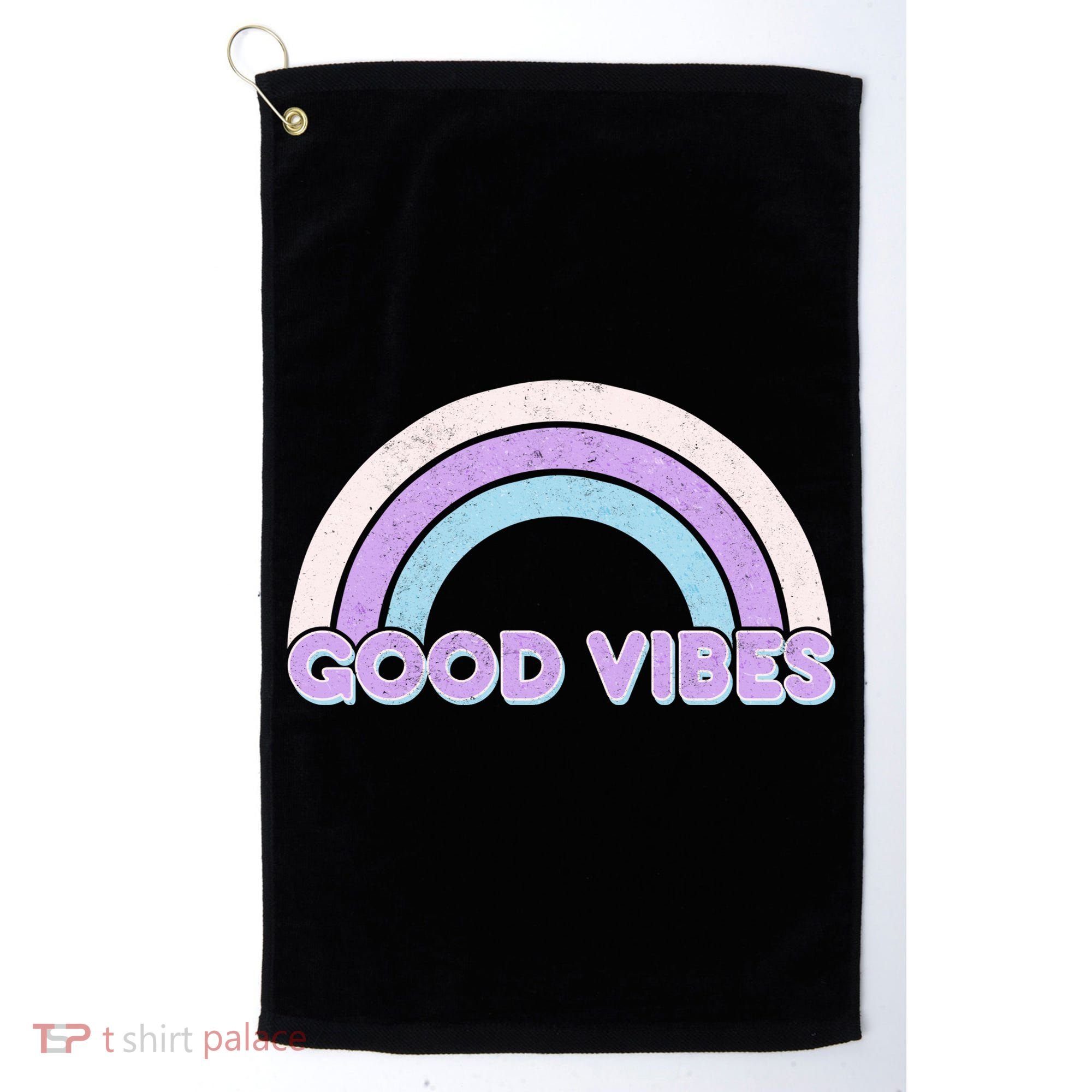 Retro Good Vibes Rainbow Golf Towel