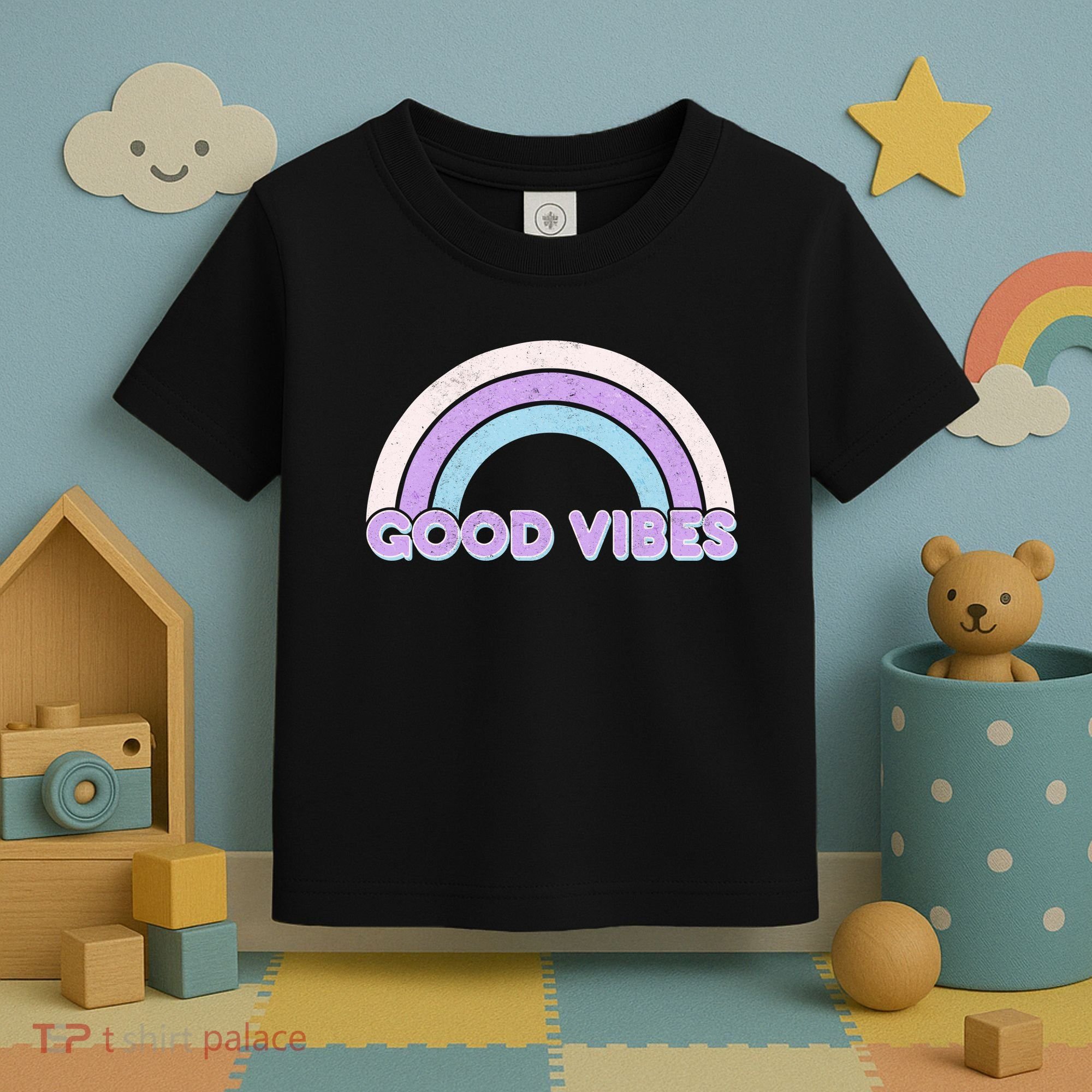 Retro Good Vibes Rainbow Toddler T-Shirt