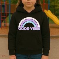 Retro Good Vibes Rainbow Kids Hoodie thumb 3