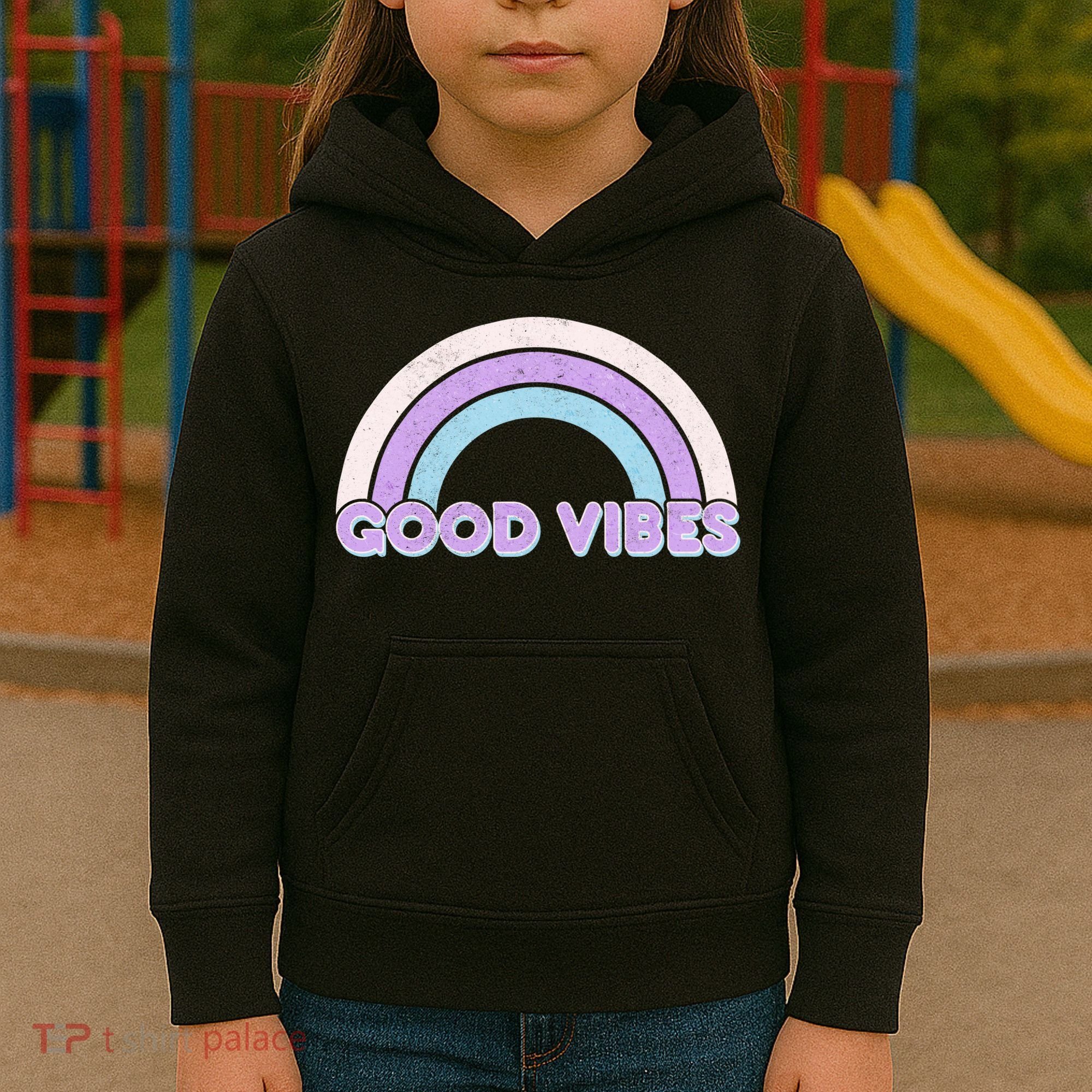 Retro Good Vibes Rainbow Kids Hoodie