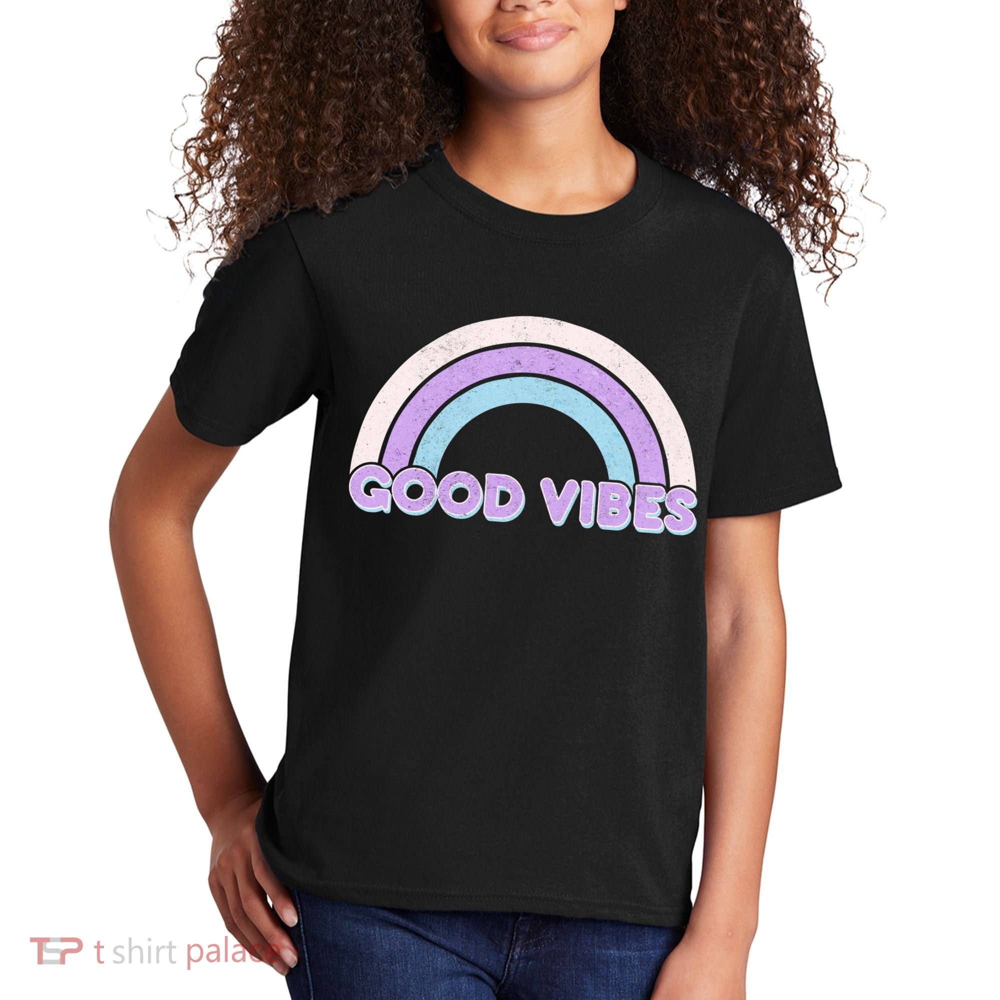 Retro Good Vibes Rainbow Kids T-Shirt