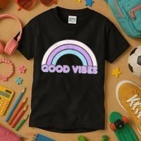Retro Good Vibes Rainbow Kids T-Shirt thumb 3