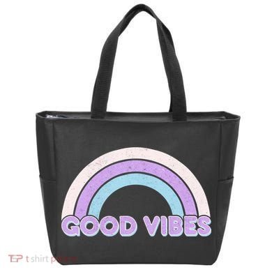 Retro Good Vibes Rainbow Tote Bag