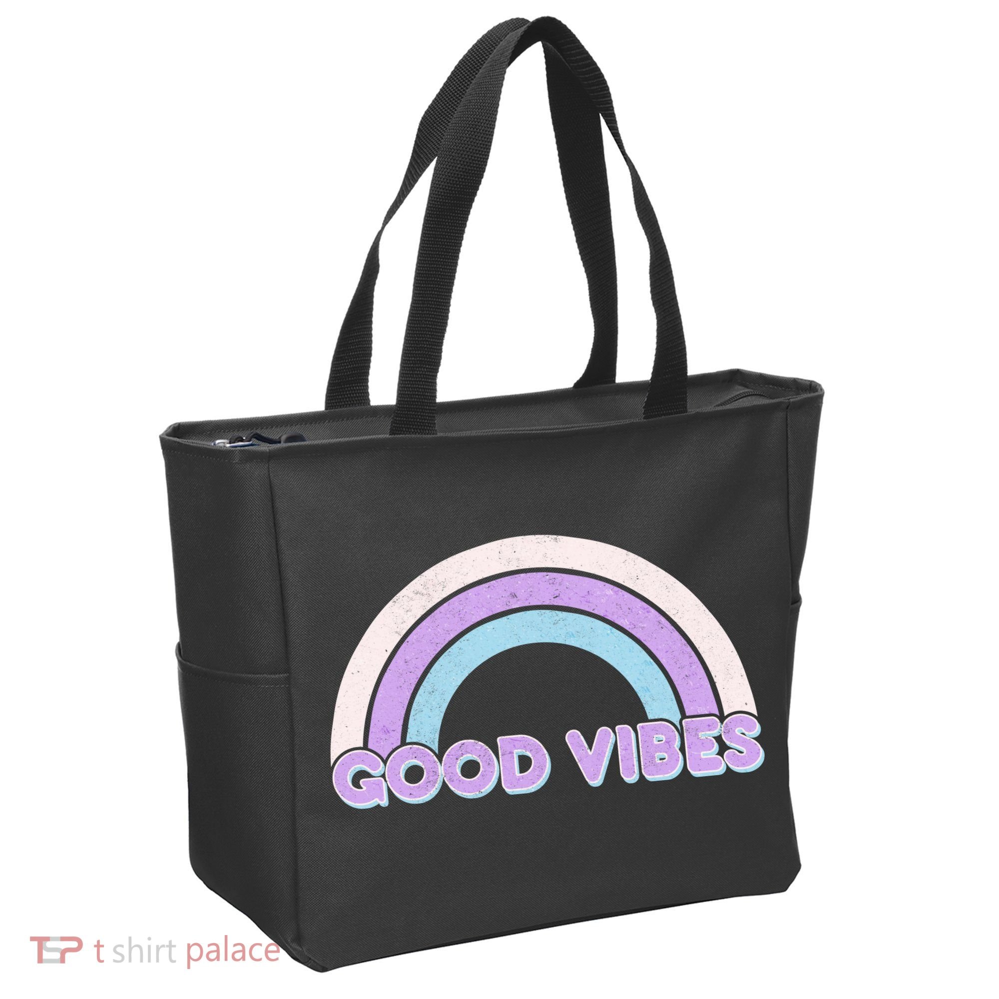 Retro Good Vibes Rainbow Tote Bag