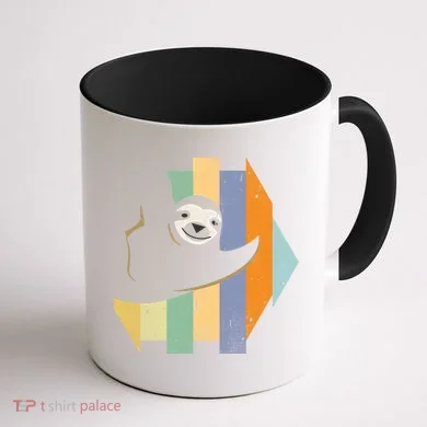 Retro Hanging Sloth Coffee Mug back