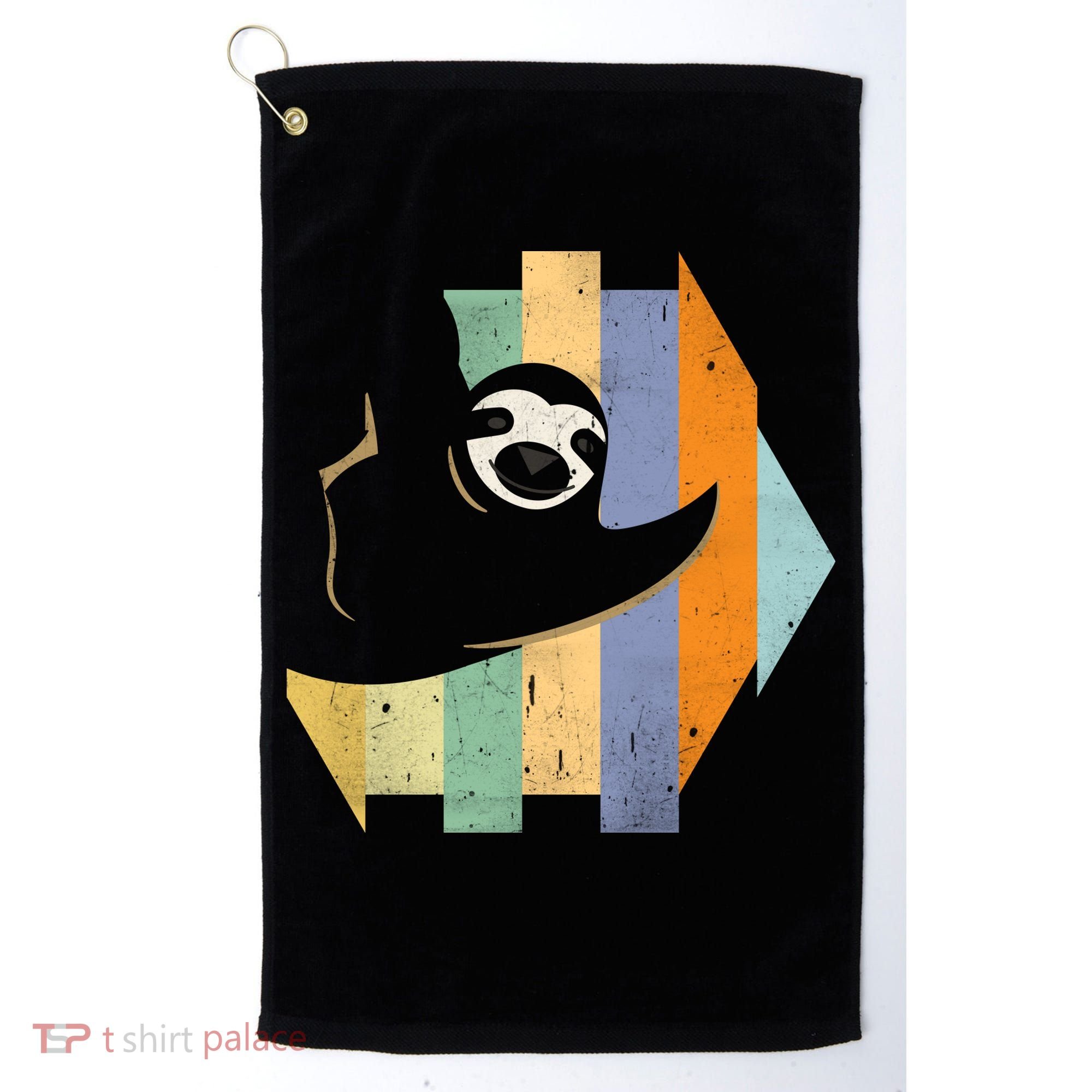Retro Hanging Sloth Golf Towel