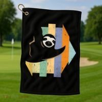 Retro Hanging Sloth Golf Towel thumb 1