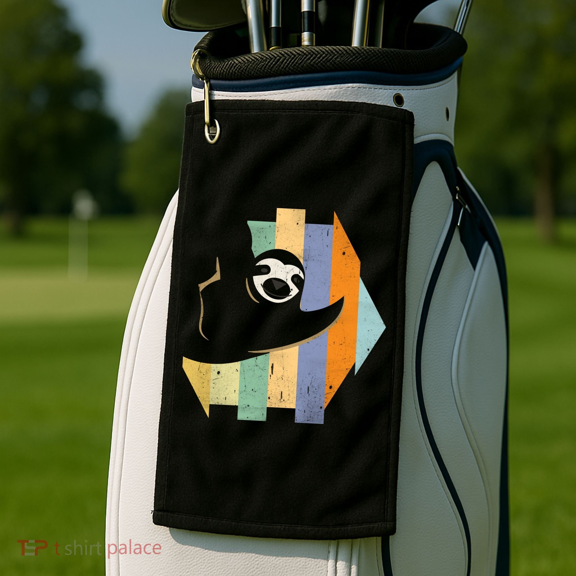 Retro Hanging Sloth Golf Towel