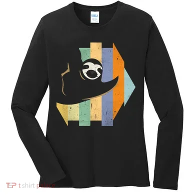 Retro Hanging Sloth Women's Long Sleeve Shirt