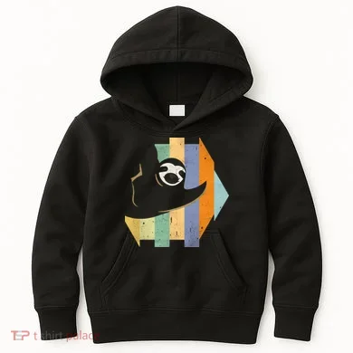 Retro Hanging Sloth Kids Hoodie