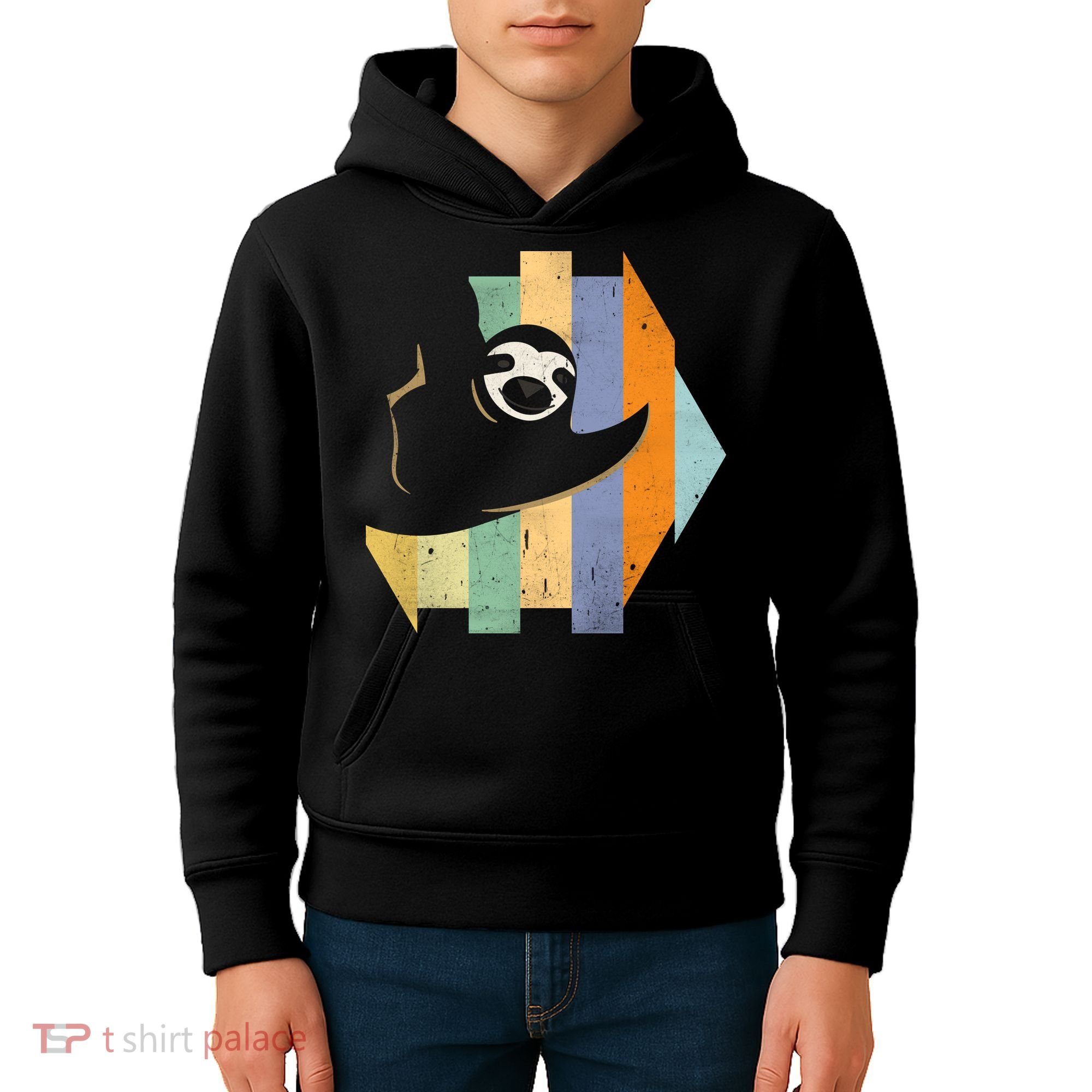 Retro Hanging Sloth Kids Hoodie