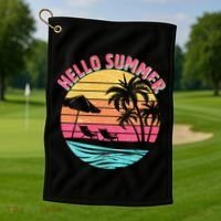 Retro Hello Summer Golf Towel thumb 1