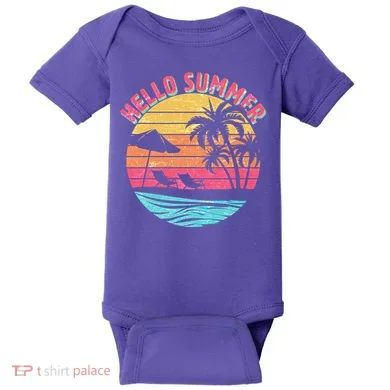 Retro Hello Summer Baby Bodysuit