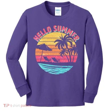 Retro Hello Summer Kids Long Sleeve Shirt