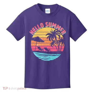 Retro Hello Summer Kids T-Shirt