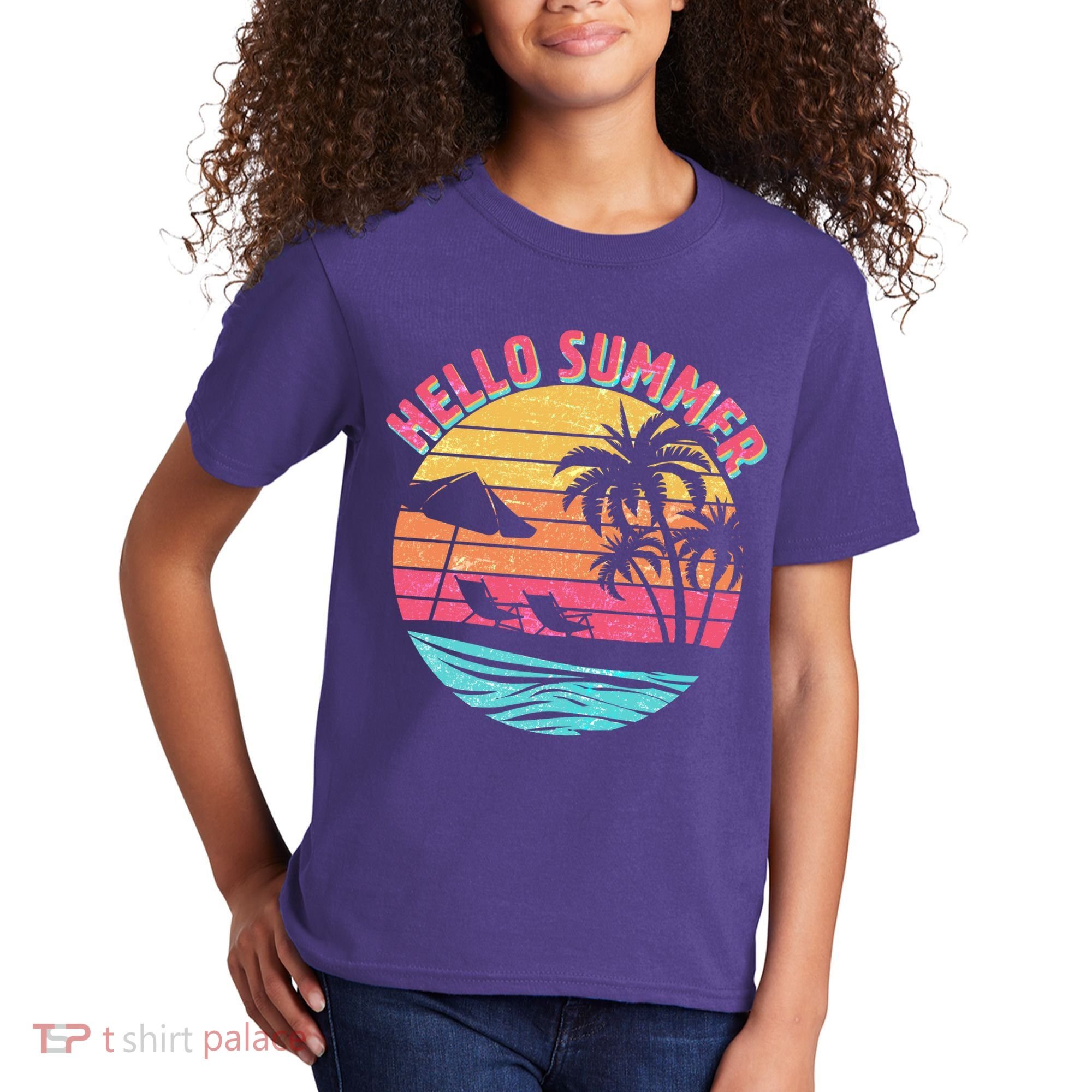 Retro Hello Summer Kids T-Shirt