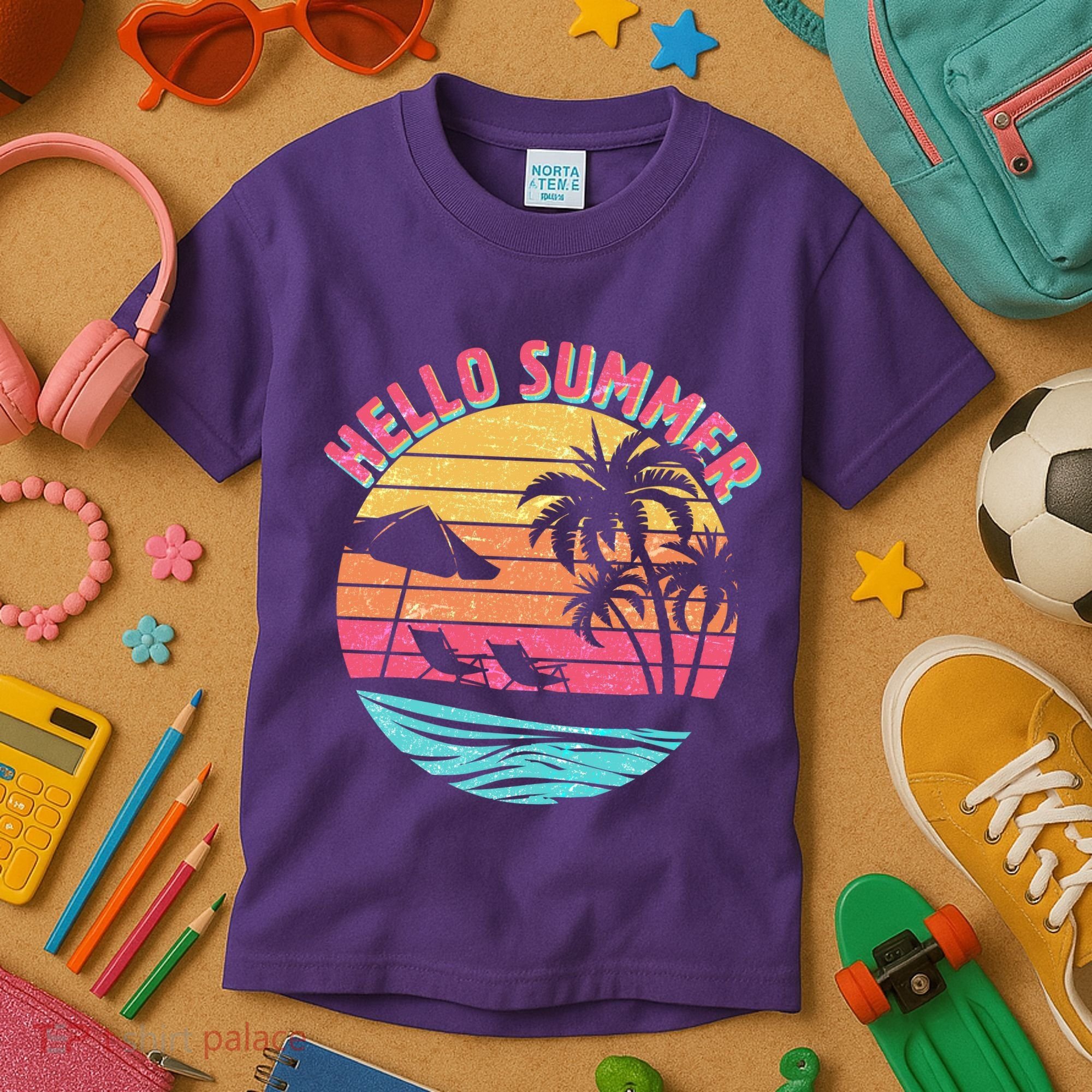 Retro Hello Summer Kids T-Shirt