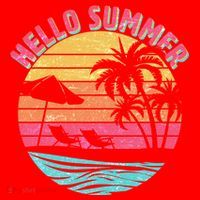 Retro Hello Summer Santa Hat thumb 1