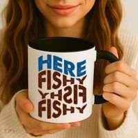 Retro Here Fishy Fishy Fishy Coffee Mug thumb 3