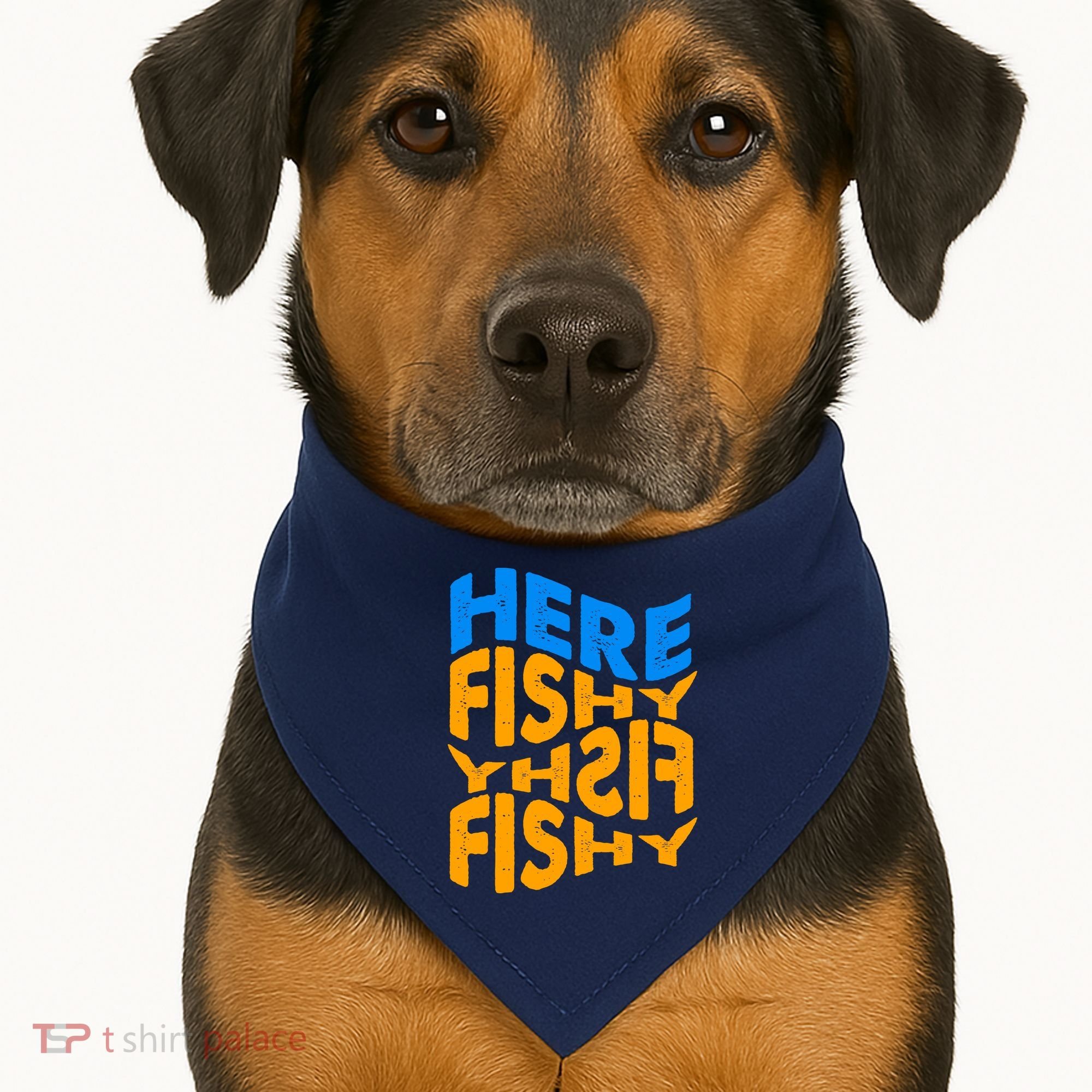 Retro Here Fishy Fishy Fishy USA-Made Doggie Bandana
