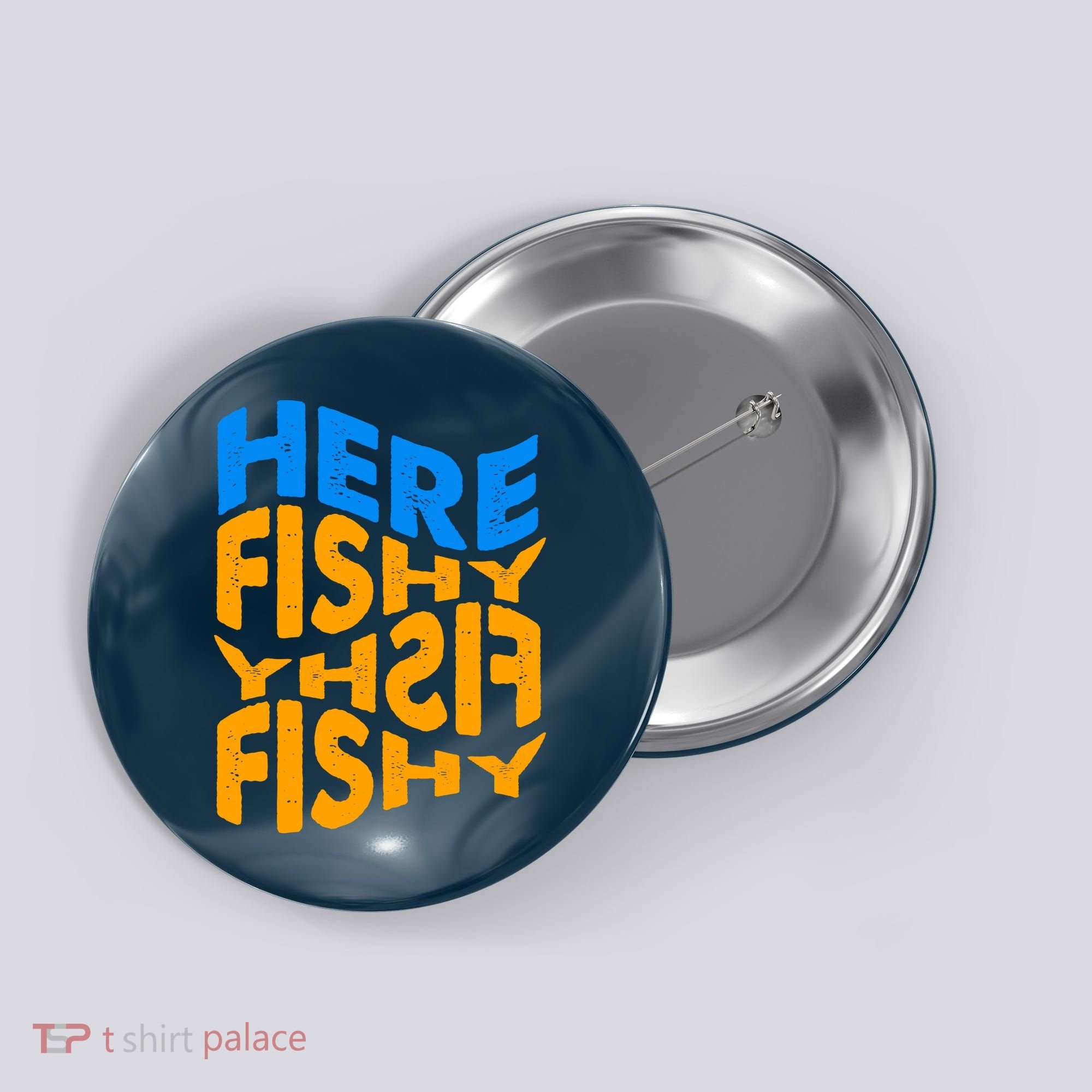 Retro Here Fishy Fishy Fishy Button