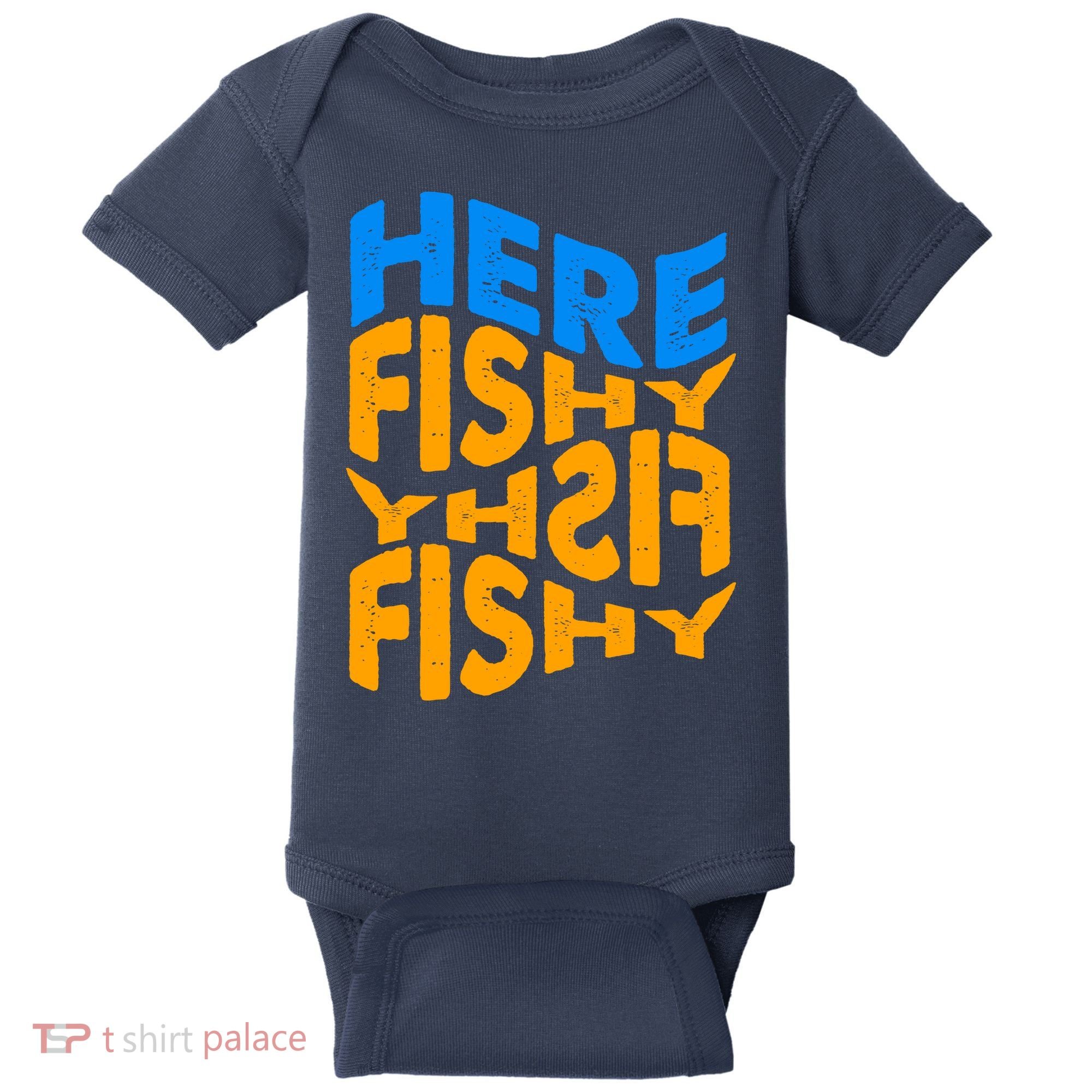 Retro Here Fishy Fishy Fishy Baby Bodysuit
