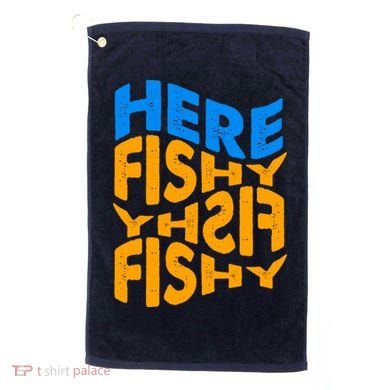 Retro Here Fishy Fishy Fishy Golf Towel
