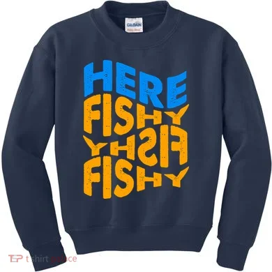 Retro Here Fishy Fishy Fishy Kids Sweatshirt