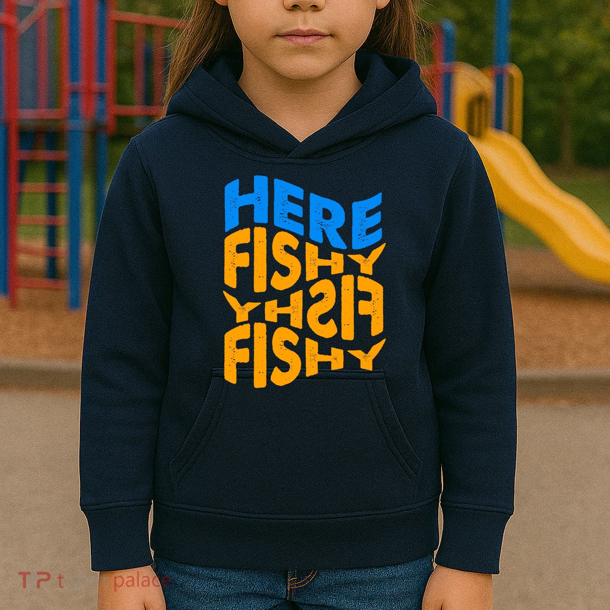 Retro Here Fishy Fishy Fishy Kids Hoodie