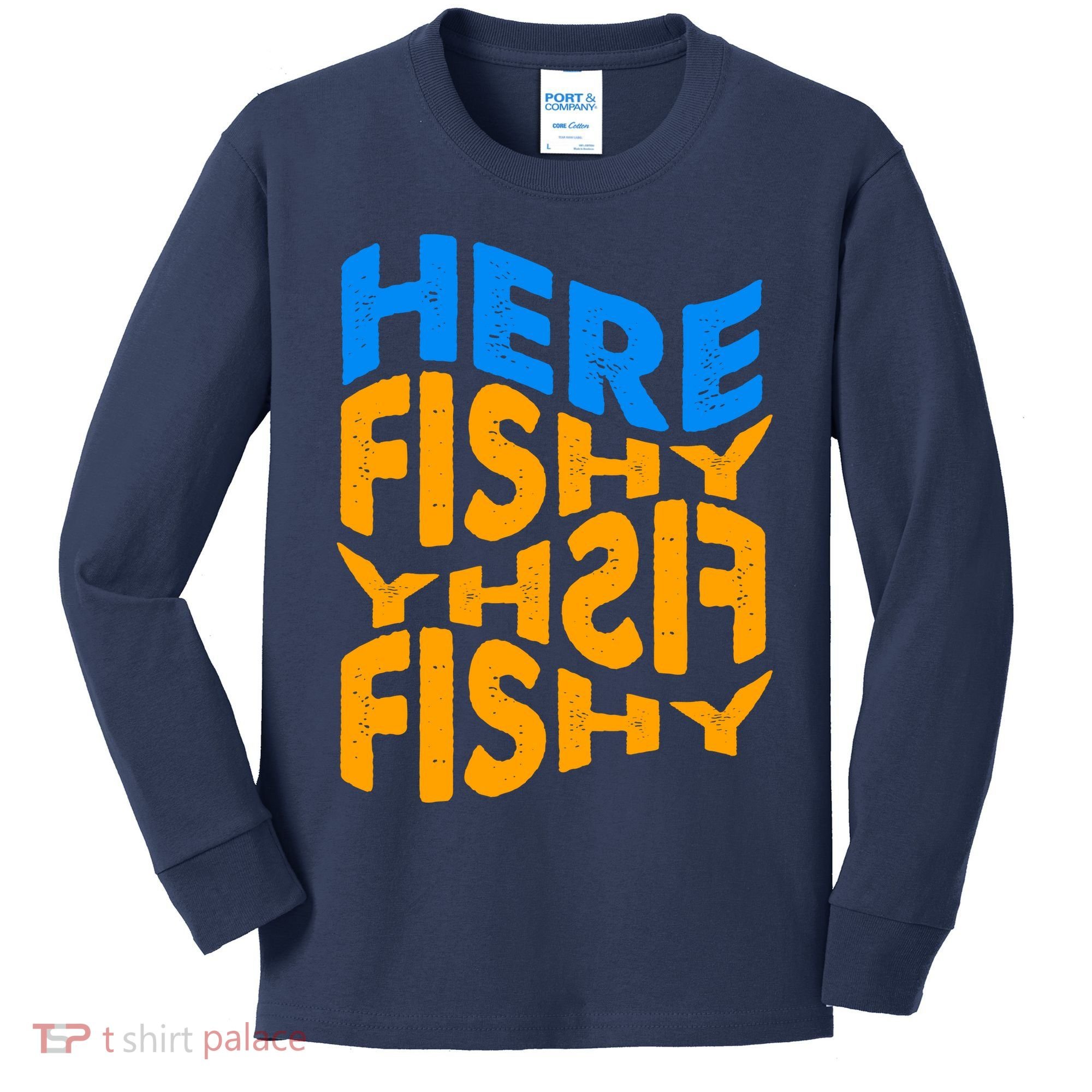 Retro Here Fishy Fishy Fishy Kids Long Sleeve Shirt