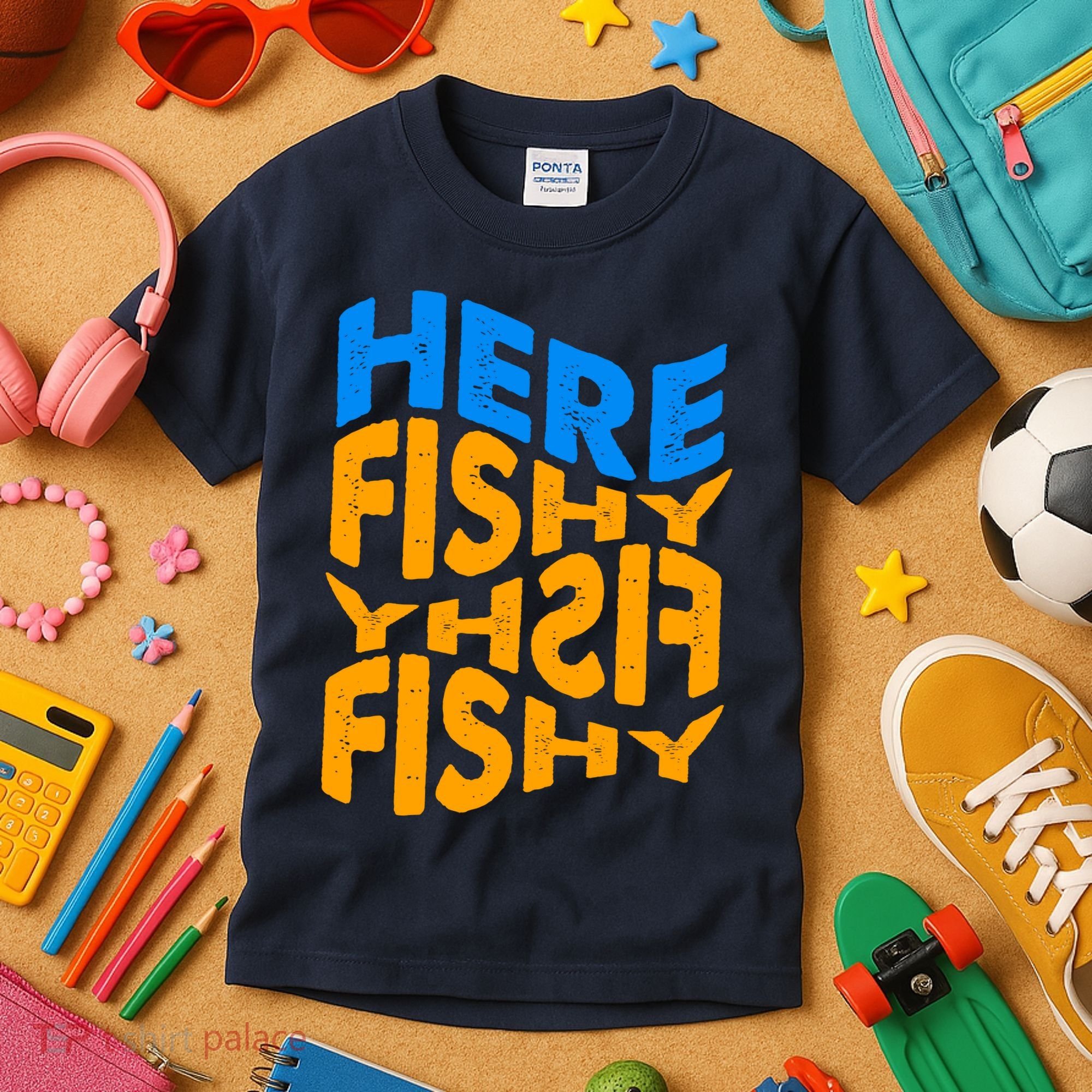 Retro Here Fishy Fishy Fishy Kids T-Shirt
