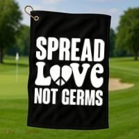 Retro Hippie Spread Love Not Germs Golf Towel thumb 1