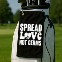 Retro Hippie Spread Love Not Germs Golf Towel thumb 2