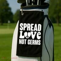 Retro Hippie Spread Love Not Germs Golf Towel thumb 2