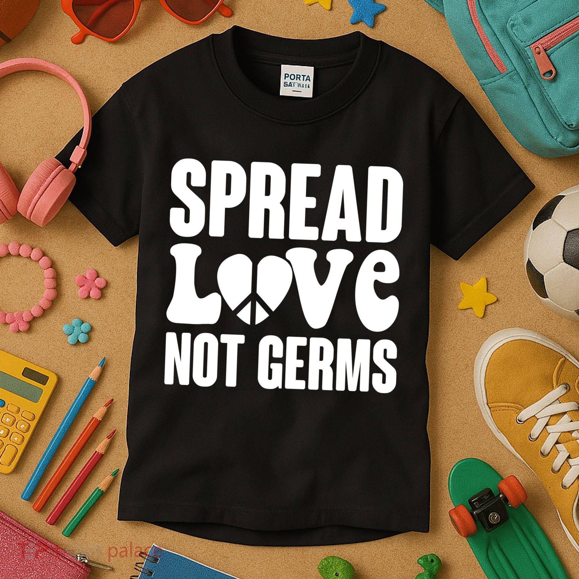 Retro Hippie Spread Love Not Germs Kids T-Shirt