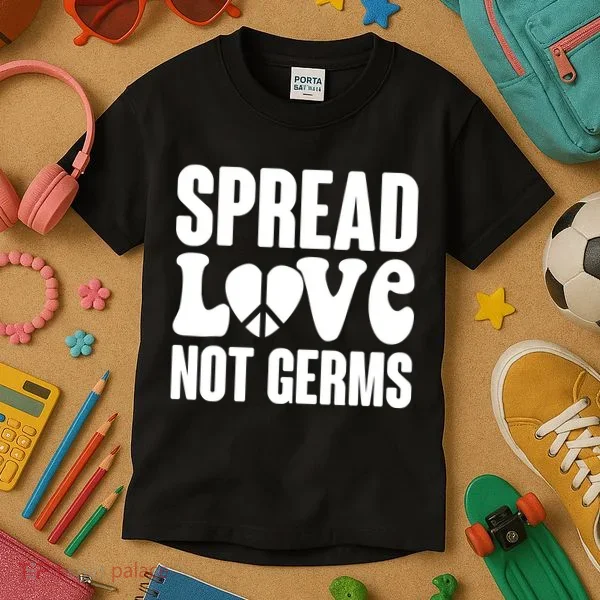 Retro Hippie Spread Love Not Germs Kids T-Shirt